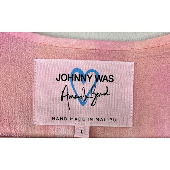 Johnny Was x Amanda Bond Pink Ombre SizeL Handmade in Malibu Boho Flutter Sleeve - Picture 2 of 16